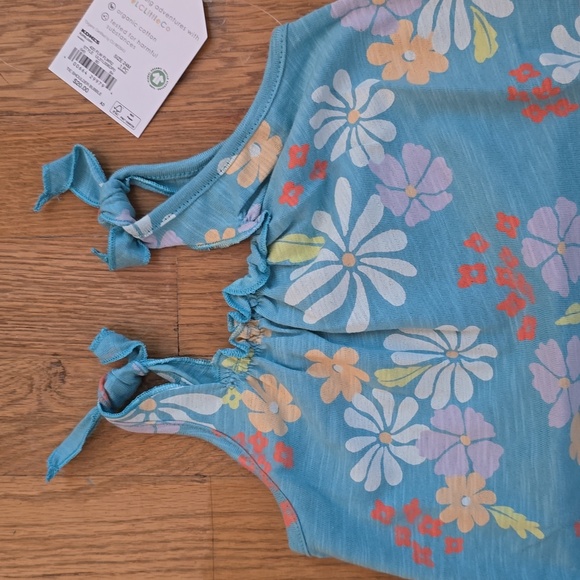 LITTLE CO BY LAUREN CONRAD BABY GIRLS BLUE FLORAL SHOULDER TIE ROMPER SIZE 24M - Picture 2 of 12